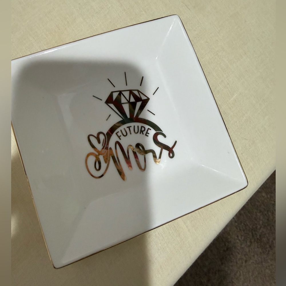 Future Mrs. White Trinket Dish with Gold Accent
